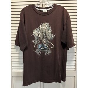 Ecko' Unltd Graphic Logo Tshirt Crew Neck Short Sleeve 2XL Cassette Tape Brown